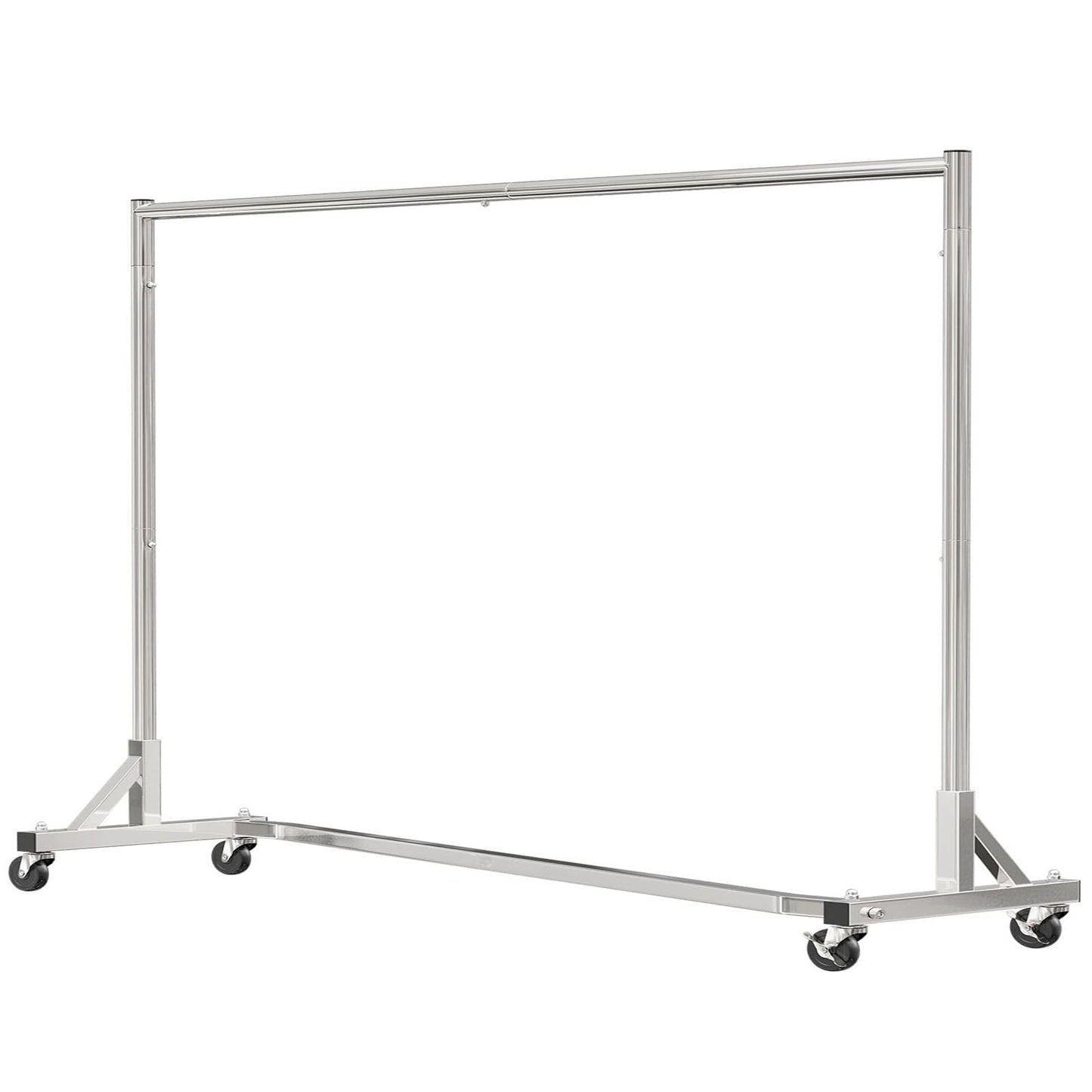 Simple Trending Industrial Grade Z Base 70in extra long Clothes Garment Rack, Commercial Grade Rolling Clothing Rack, Heavy Duty 450lb Load with Wheels, Chrome