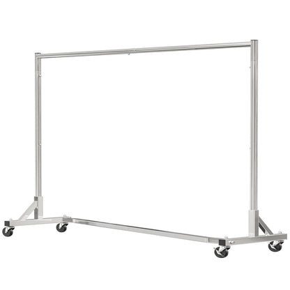 Simple Trending Industrial Grade Z Base 70in extra long Clothes Garment Rack, Commercial Grade Rolling Clothing Rack, Heavy Duty 450lb Load with Wheels, Chrome