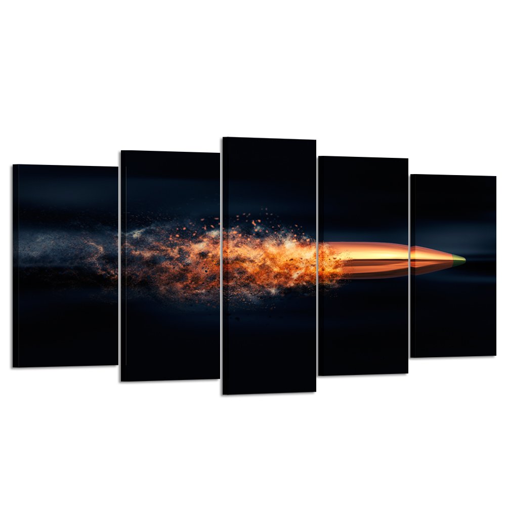 KREATIVE ARTS Flying Bullet with Dust Trail Canvas Print Pictures Framed Modern Contemporary Paintings on Canvas Posters and Prints Wall Art for Living Room Decor