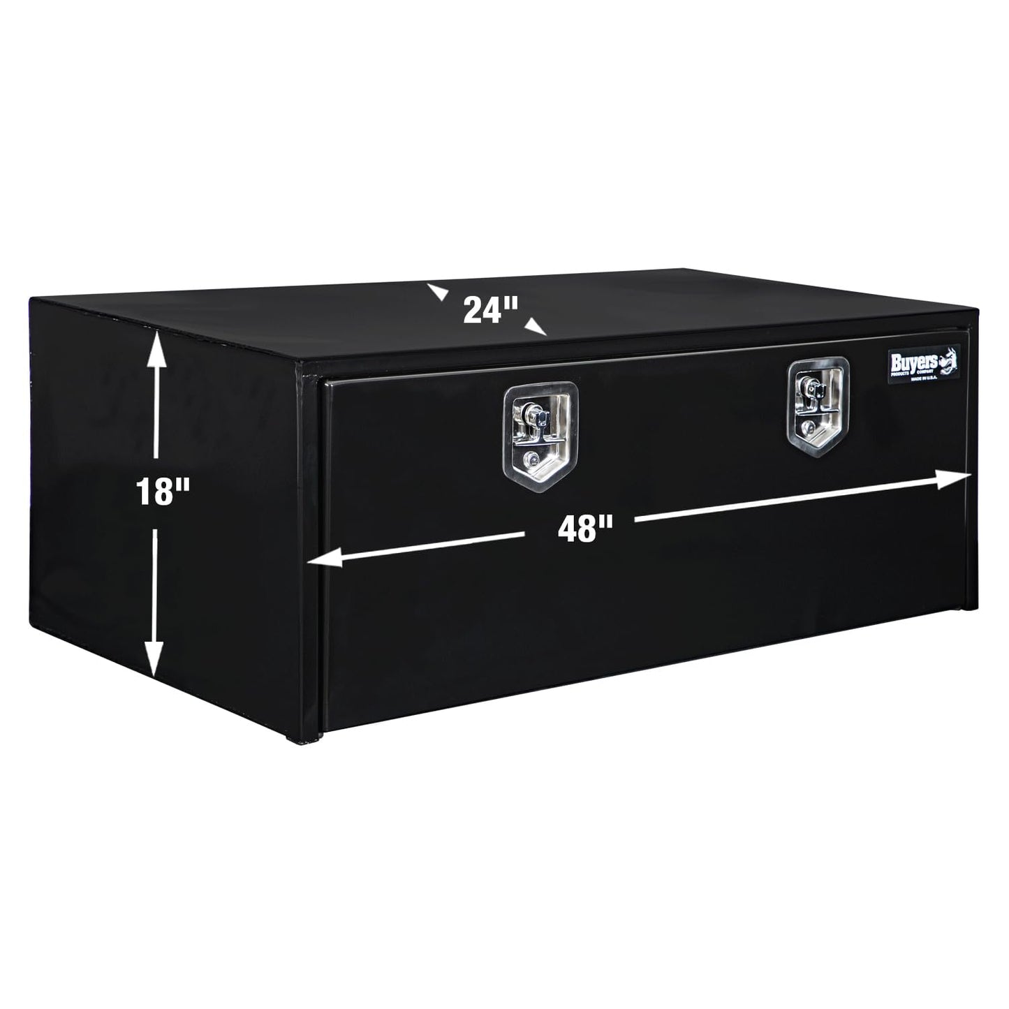 Buyers Products 1708310 Black Steel Underbody Truck Tool Box – 18 x 24 x 48 Inch - Truck Bed & Underbelly RV Storage Box, Locking T-Latch, Weather-Resistant, Heavy-Duty Flatbed Job Box, Made in USA