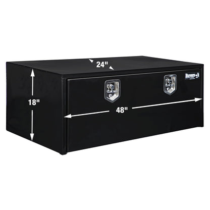 Buyers Products 1708310 Black Steel Underbody Truck Tool Box – 18 x 24 x 48 Inch - Truck Bed & Underbelly RV Storage Box, Locking T-Latch, Weather-Resistant, Heavy-Duty Flatbed Job Box, Made in USA