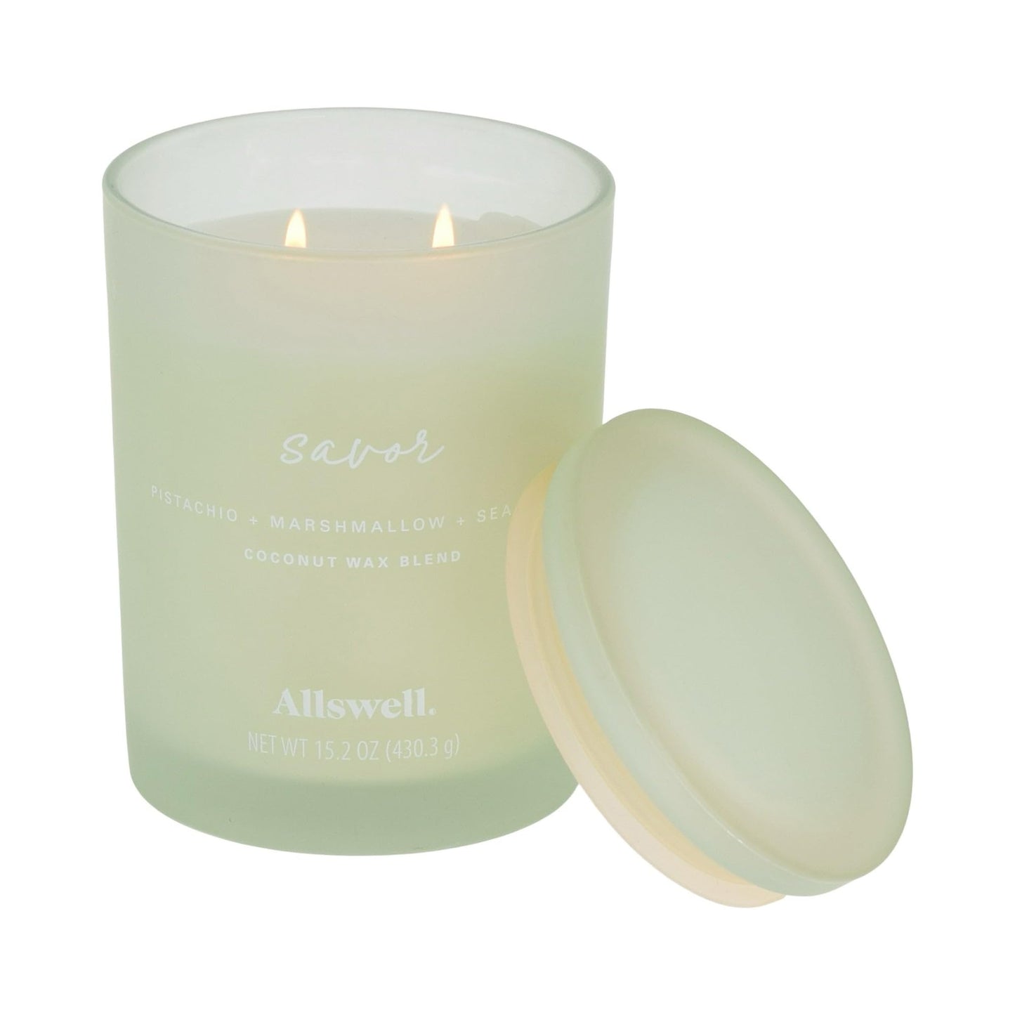 Scented 2-Wick 15oz Spa Jar Candle (Savor (Pistachio + Marshmallow + Sea Salt))