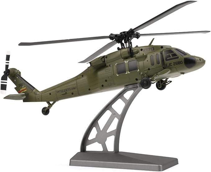 K170 UH60L RC Helicopter Remote Controlled Helicopter for Adults Beginners 2.4G 4CH RC Plane 6-Axis Gyroscope Altitude Hovering Military Aircraft Aileronles (1 Battery)