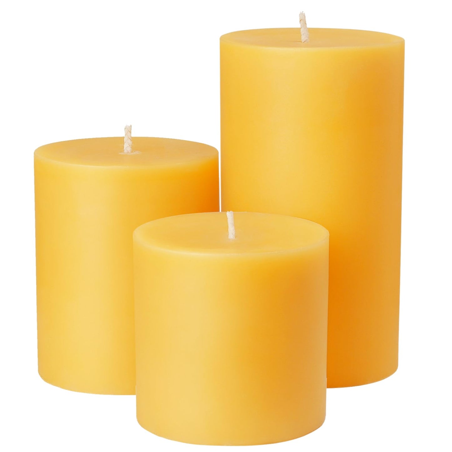 Set of 3 Natural Beeswax Pillar Candles - 3 inch Wide (3 inch 4inch 6inch Tall) - 100% Pure Bees Wax Candles, Long Burning, Unscented Smokeless & Dripless, for Emergency, Home Decor