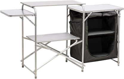 MOUNTAIN SUMMIT GEAR Deluxe Roll Top Kitchen Table for Camping Made with Weather-Resistant Aluminum (by Caddis Sports)