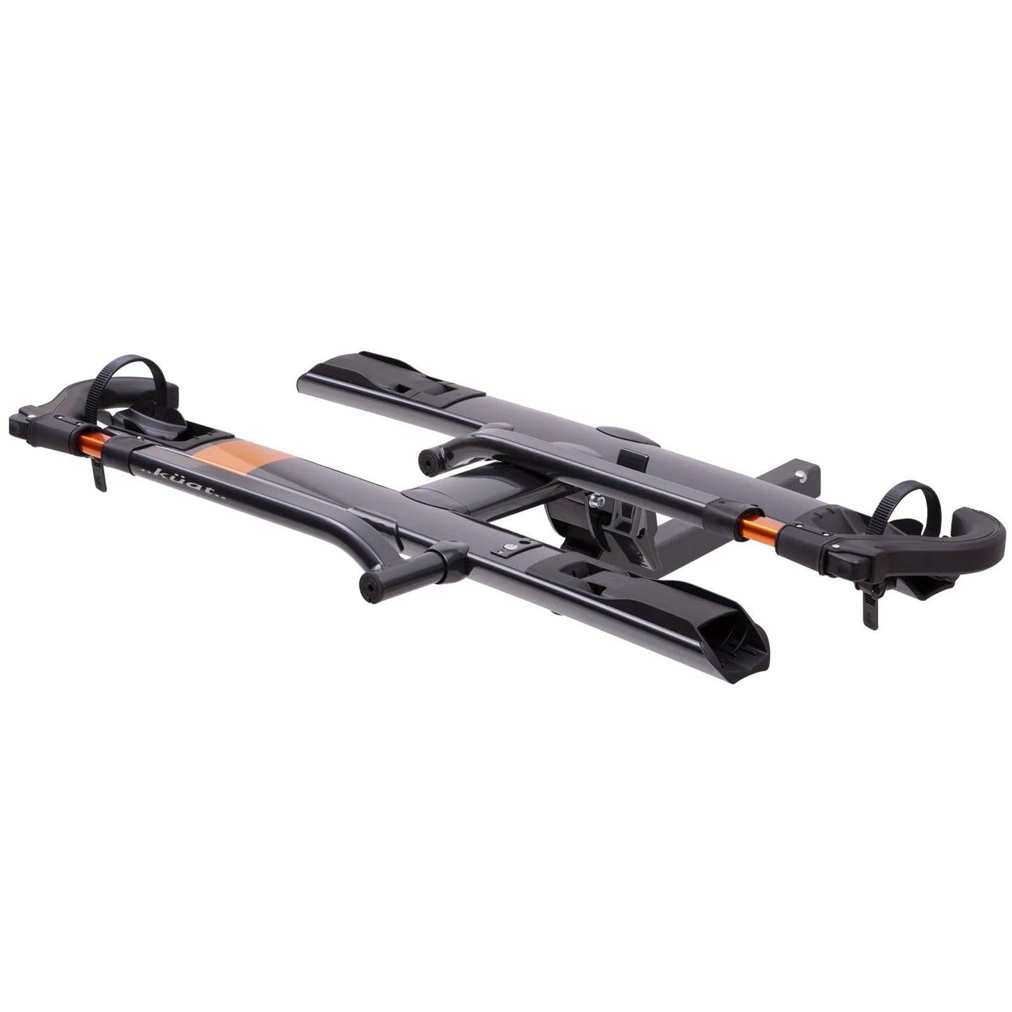 KUAT Sherpa 2.0 Durable Lightweight Aluminum Compact 2 Bike Transporting Hitch Rack with Cable Lock & Foldable Tire Cradles | Capacity - 40 Lbs per Tray, Gray Metallic & Orange Anodize, 2"