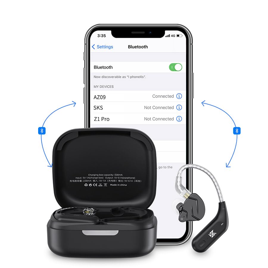 KZ AZ09 Wireless IEM Bluetooth Adapter 5.4 Module Noise Isolation C-pin Bluetooth Headphone for KZ ZS10 PRO/ZS12 PRO X/ZS10 PRO 2/ZSN Pro X/ZSN PRO/EDX PRO/Castor, CCA CRA/C12