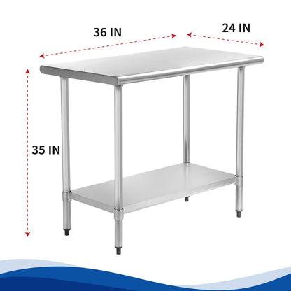 24" x36" Kitchen Work Table Commercial Work Table Stainless Steel Table Metal Table with Adjustable Table Foot for Restaurant Home Kitchen Hotel