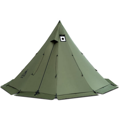 OneTigris Rock Fortress Hot Tent with Stove Jack, 4 Season, 4-6 Person Tipi for Camping, Backpacking, Hunting, Fishing - Waterproof, Wind-Proof