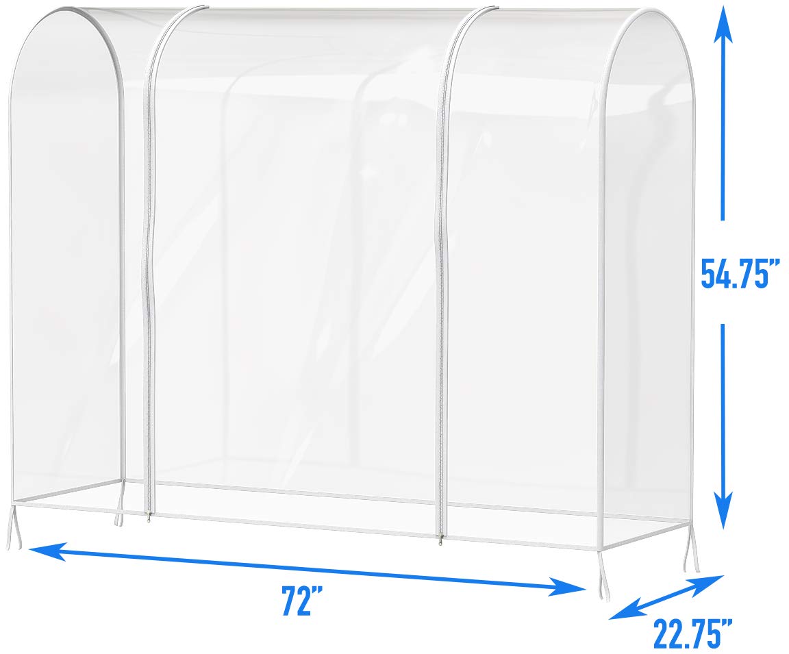 Simple Houseware Supreme Commercial Grade Clothing Garment Rack + Clear Garment Rack Cover (72''L x 54''H)