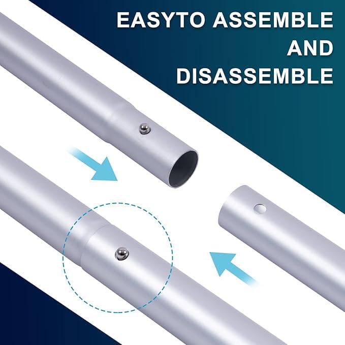POOLAZA Pool Pole - Dual-Handle Anodized Aluminum Skimmer Pole, Telescopic Up to 10.5 Ft for Easy Cleaning