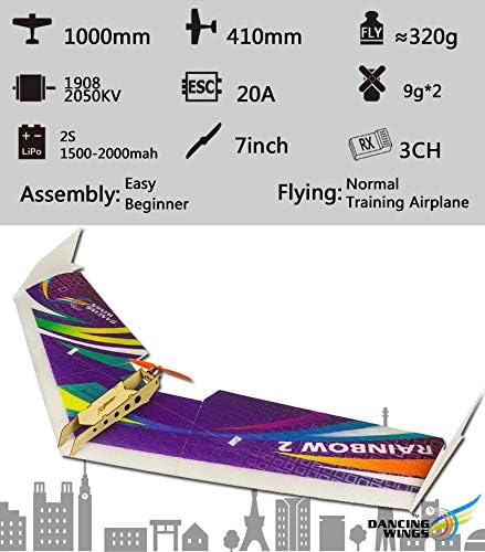 DW Hobby Electric Flying Wing Rainbow 1000mm Wingspan (E0602)