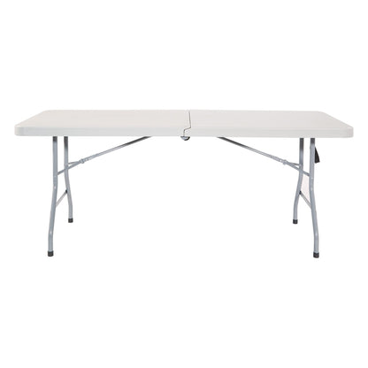 Office Star Resin 6 Foot Folding Bench and 6 Foot Resin Center-Folding Portable Table