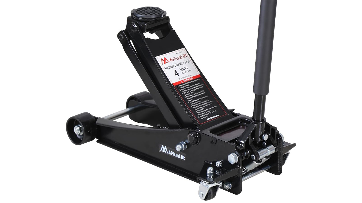 APlusLift FE400B 4 Ton Lower Profile Steel Racing Floor Jack with Dual Pistons Quick Lift Pump for Sport Utility Vehicle, Lifting Range 3-15/16"-21", Black…