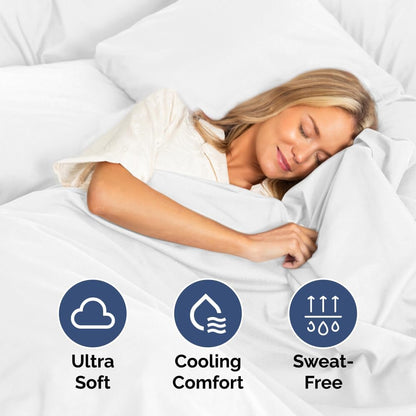Ultra Soft Twin Size 3-Piece Sheet Set by [Brand Name] | Cooling, Wrinkle-Free Bedding - Fits 8-16 Inch Mattresses - Bright White