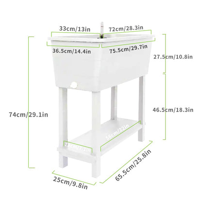 Megawodar 3 Pcs Self Watering Elevated Raised Garden Bed, Large Outdoor Plastic Planter Box Big Flower Plant Pot for Planting Flowers Vegetables and Herbs (3, White)