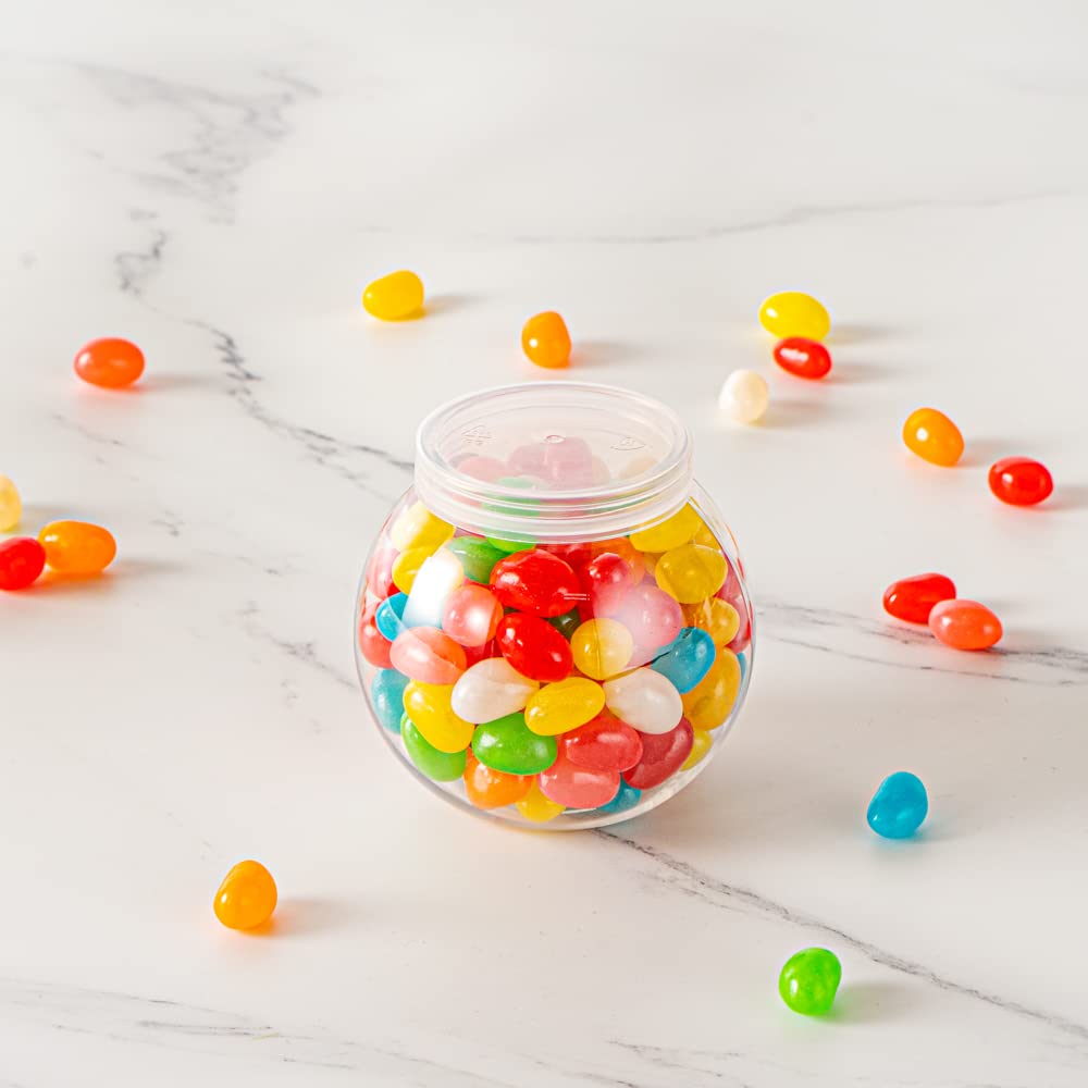 Restaurantware 3 Ounce Candy Jars 100 Disposable Small Jars - Snap-On Lids Included Bulbous Design Clear Plastic Yogurt Parfait Jars For Snacks Spices And Desserts