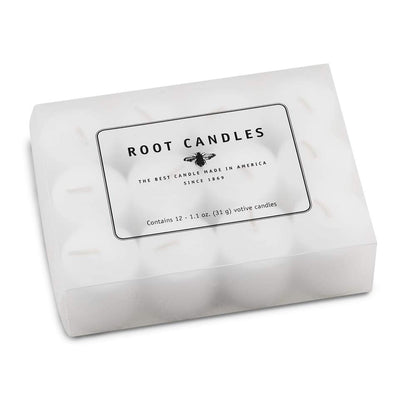 Root Candles Fragrance Free Votive Candles Premium 10-Hour Votives Handcrafted Beeswax Blend Candle, 12-Count, Unscented