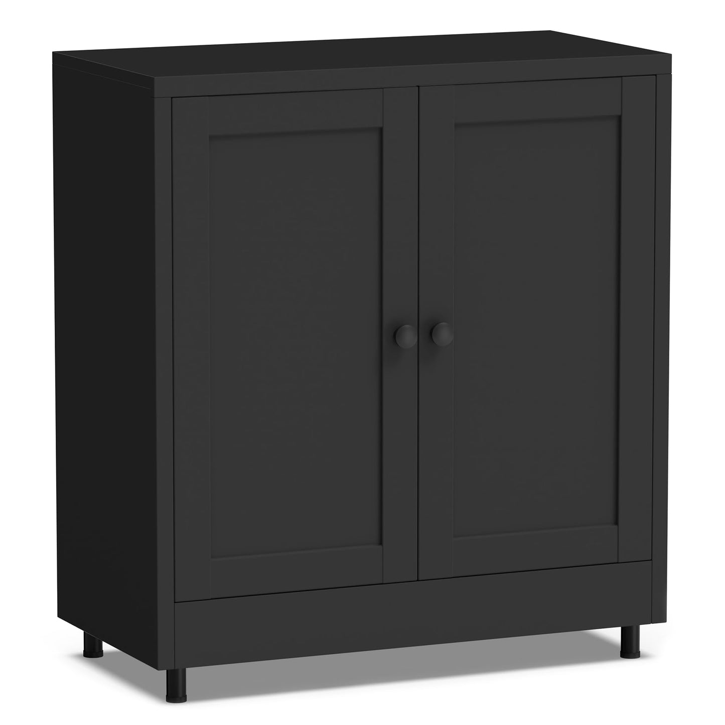JINGUR Metal Storage Cabinet with 2 Doors and Adjustable Shelf, Steel Sideboard Buffet Cabinet for Home Office Hallway Entryway Kitchen Living Dining Room (Black)