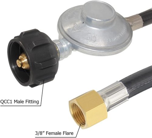 Hooshing 6FT Propane Regulator Hose - 3/8" Flare Elbow Adapter for Blackstone Griddles 17” & 22”
