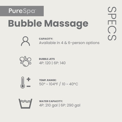 INTEX 28427EG PureSpa Bubble Massage Spa Set Outdoor Inflatable Portable Hot Tub, Includes Energy Efficient Spa Cover, Saltwater System Ready, 6 Person, 85in x 28in