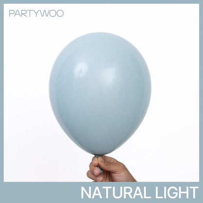 PartyWoo Dusty Blue Balloons - 101pcs 12-Inch Light Blue Aqua Latex Helium Balloons for Weddings & Celebrations