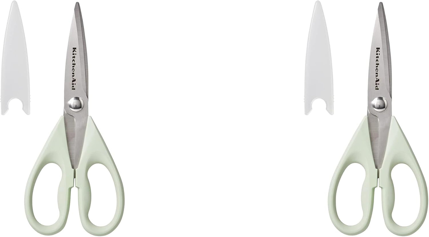 KitchenAid Kitchen Shears - Durable Stainless Steel Scissors with Soft Grip Handle | 8.72 Inch, Pistachio (Pack of 2)