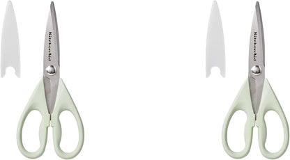KitchenAid Kitchen Shears - Durable Stainless Steel Scissors with Soft Grip Handle | 8.72 Inch, Pistachio (Pack of 2)