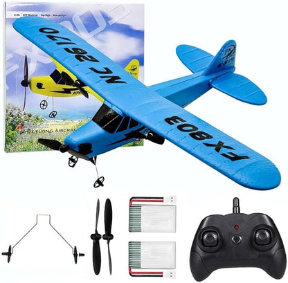 J-3 Plus RC Plane for Kids - 2CH Remote Control Airplane with Foam Body Easy Ready to Fly Outdoor Glider Toy for Boys &amp Girls Ages 8-12
