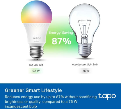 TP-Link Tapo Smart Light Bulbs, 1100 Lumens High Brightness (75W Equivalent), Matter-Certified, 16M Colors WiFi Light Bulb, Dimmable, Works w/Siri, Alexa & Google Home, A19 E26, Tapo L535E(2-Pack)