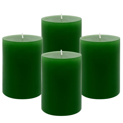 4 Packs 3x4 Inch Green Pillar Candles 45 Hours Unscented Dripless Fat Candles for Christmas Weddings Home Holidays Relaxation Spa Church St. Patrick's Day