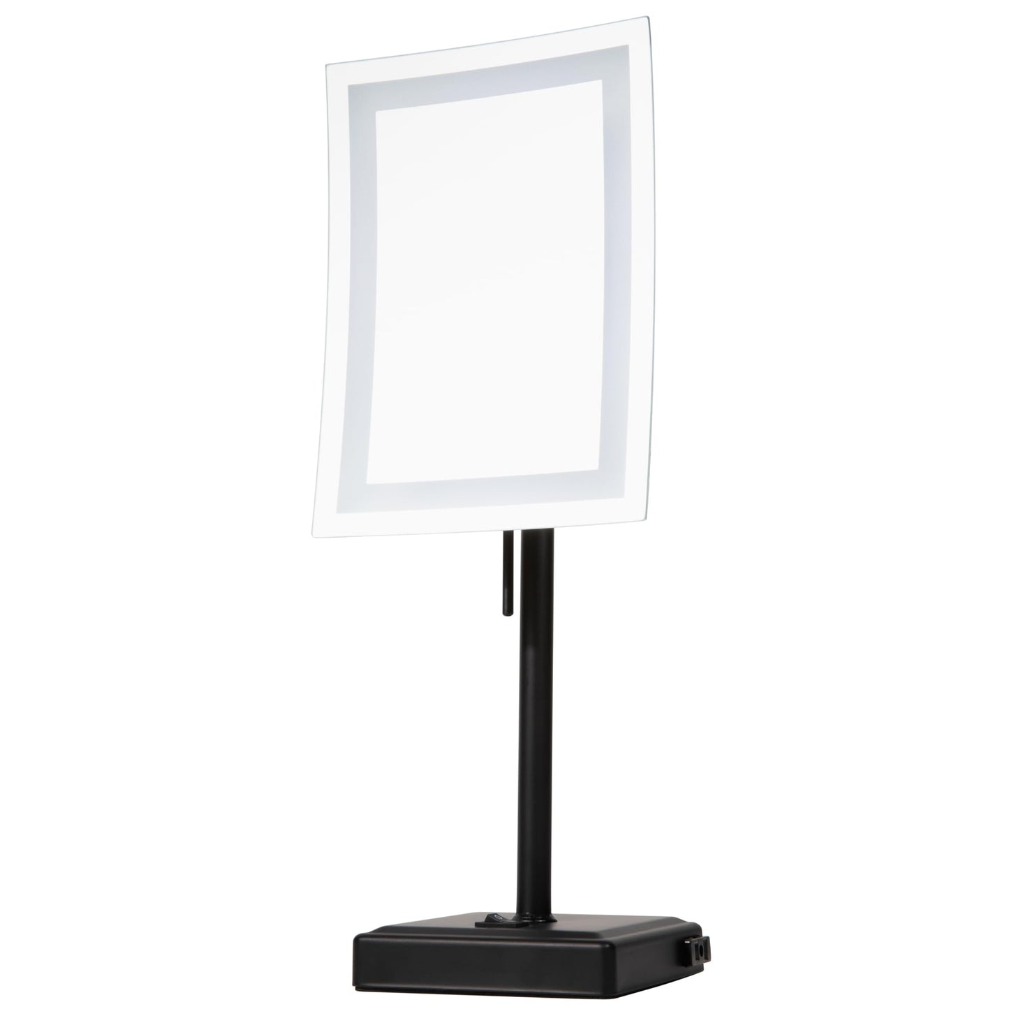 JERDON Lighted Tabletop Magnifying Mirror - Black Makeup Mirror with 5X Magnification and LED Lights - Model JRT910BKL