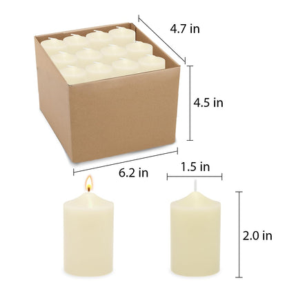 24 Packs Ivory Votive Candles, Unscented Small 1.5 Inch by 2.0 Inch Wax Candles for Wedding, Party & Home Dinner Table Decoration - 12 Hour Burning