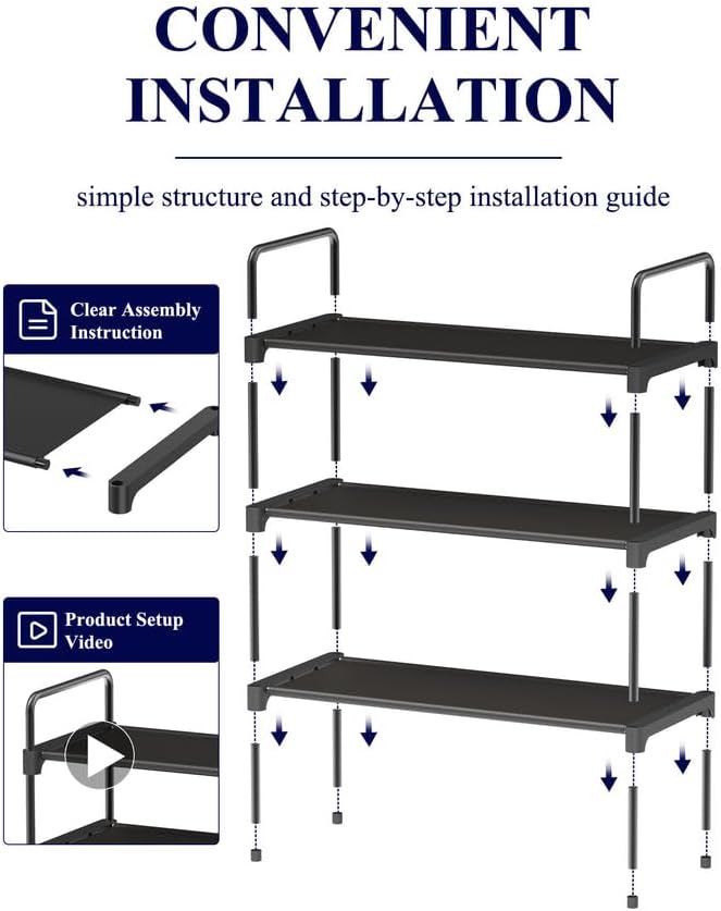 Kitsure Shoe Rack - Sturdy Space-Saving Shoe Storage for Entryway | 27.6" Wide, Black