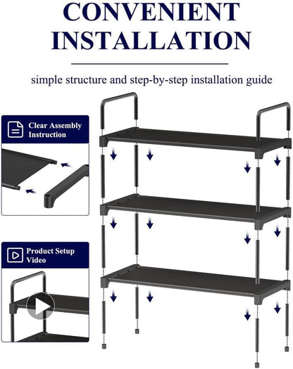 Kitsure Shoe Rack - Sturdy Space-Saving Shoe Storage for Entryway | 27.6" Wide, Black