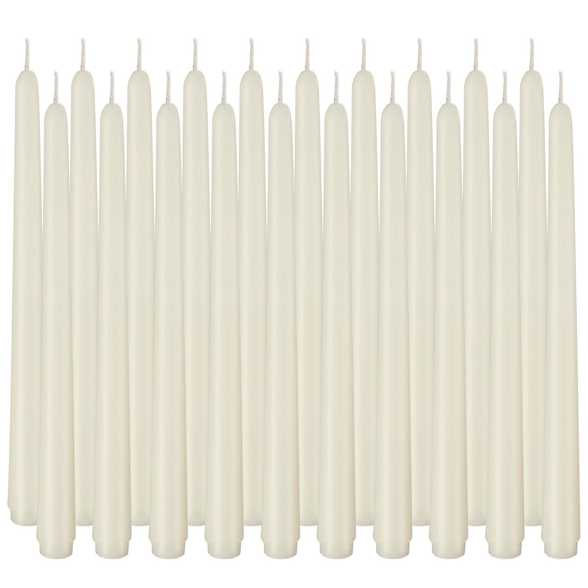 Ivory Taper Candles, Set of 20 Unscented and Smokeless 10 Inch Taper Candles Long Burning, Paraffin Wax with Cotton Wicks for Burning Approxinately 7-8 Hours Time
