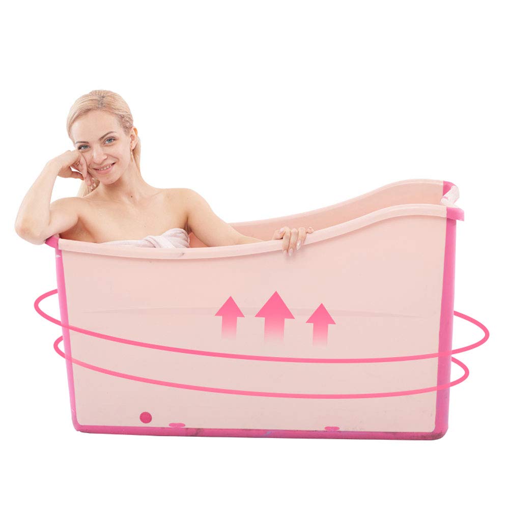 W WEYLAN TEC Freestanding Large Foldable Bath Tub Bathtub for Petite Adult Children Baby Toddler Pink
