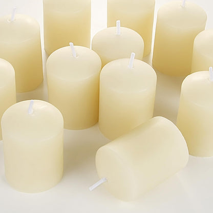 TELOSMA Natural Beeswax Candles Drippless - Smokeless Pure Beeswax Votive Candles - Mini Beeswax Pillar Candle for Home, Restaurants, Parties Decorations -Pack of 12, Off White
