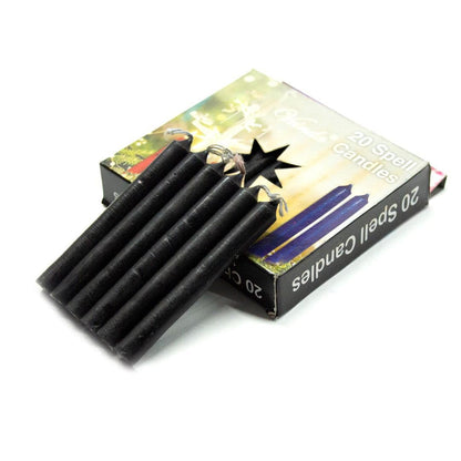 Vrinda® Set of 20-4" Mini Chime Ritual Spell Unscented Taper Candles – Ideal for Chime/Altar/Spell Work (Black)