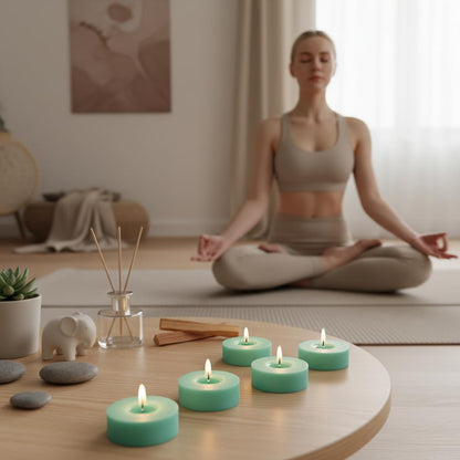 Mint Green Tea Lights Set of 24, Mint Scented Tealight Candles, Handmade Tea Candles, Long Burning Tealights for Romantic Wedding Home Decor Gift