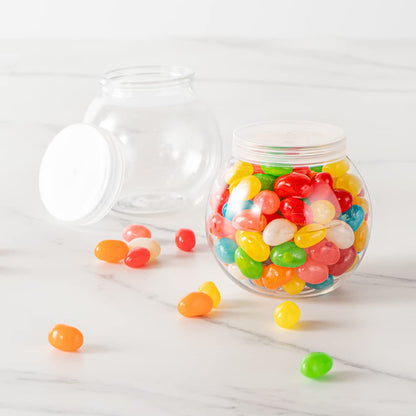 Restaurantware 3 Ounce Candy Jars 100 Disposable Small Jars - Snap-On Lids Included Bulbous Design Clear Plastic Yogurt Parfait Jars For Snacks Spices And Desserts