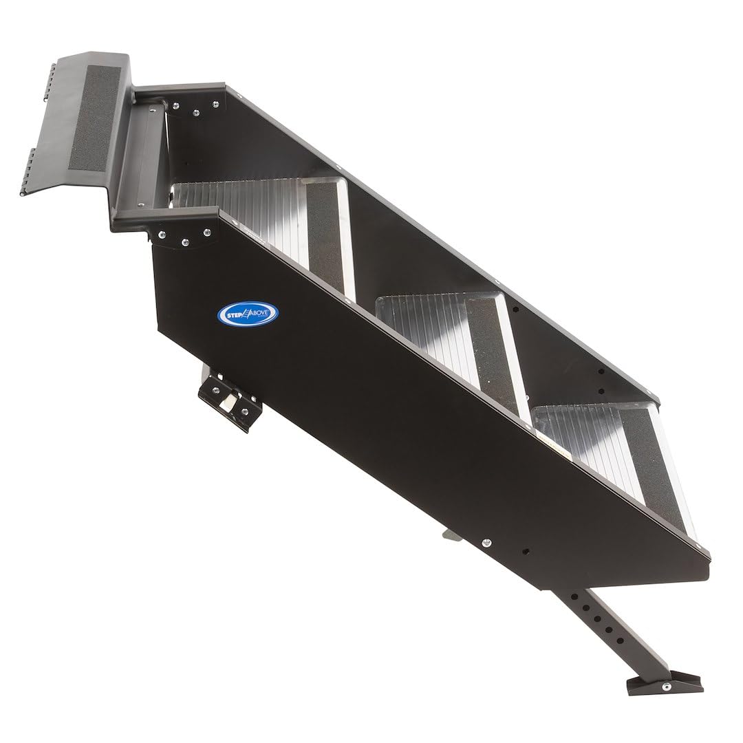 MORryde STP-3-26-29H Strut-Assist StepAbove RV Entry Step - 3 Step, 31.5-37.5" Height, 9" Rise, 26" Door Width