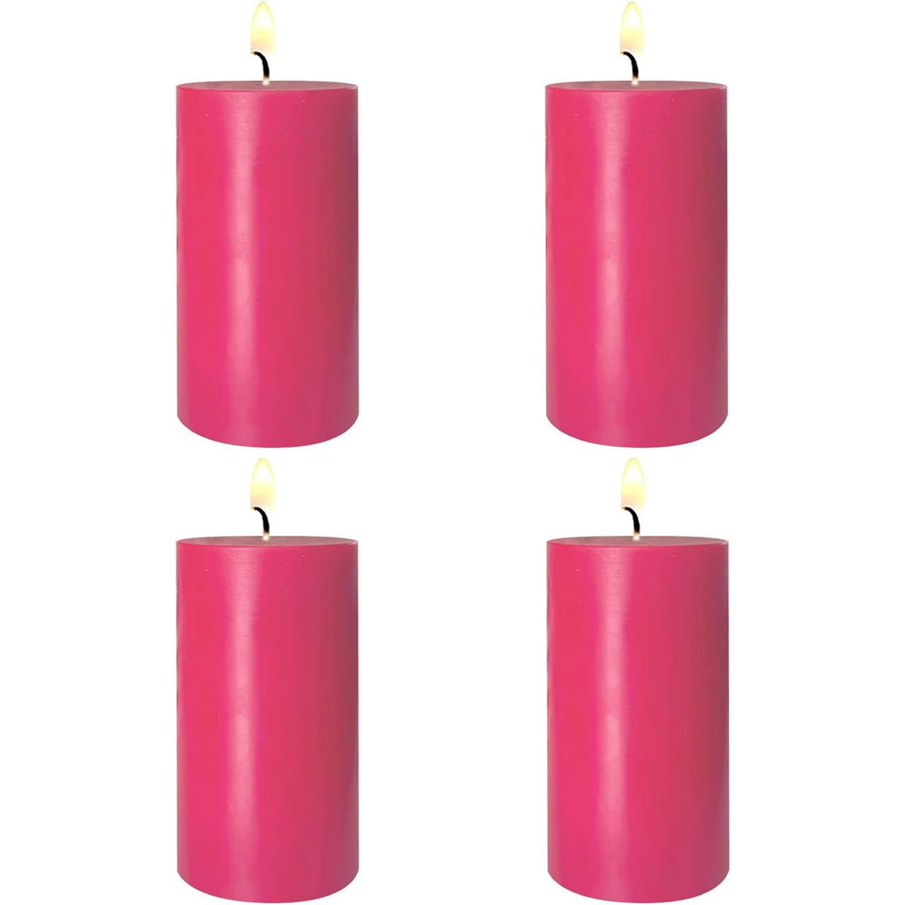 4 Pack Hot-Pink Pillar Candles, 2x4 Inch, Long-Lasting, Dripless and Smokeless Unscented Candles, Ideal for Home Décor, Parties Weddings and Relaxation