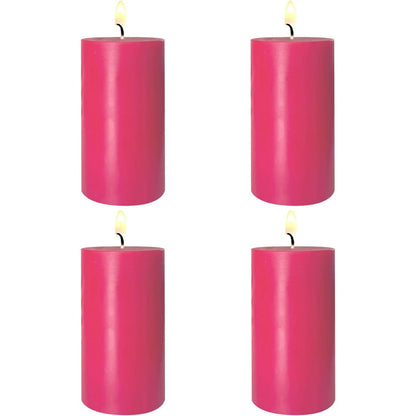 4 Pack Hot-Pink Pillar Candles, 2x4 Inch, Long-Lasting, Dripless and Smokeless Unscented Candles, Ideal for Home Décor, Parties Weddings and Relaxation