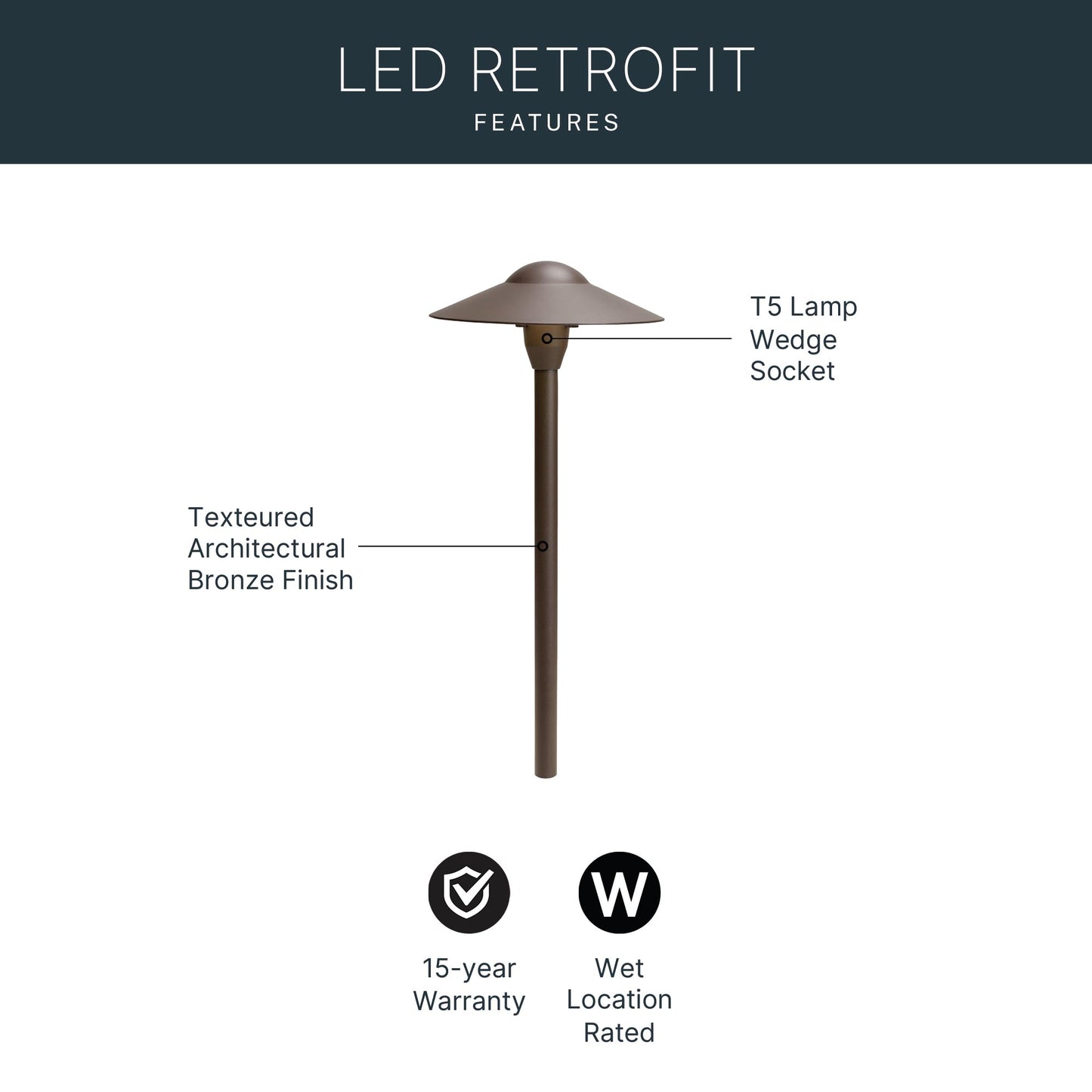 Kichler 8" Outdoor LED Path Light in Textured Architectural Bronze , 12V Adjustable Exterior Dome Light, (8.25" W x 21" H), 15310AZT