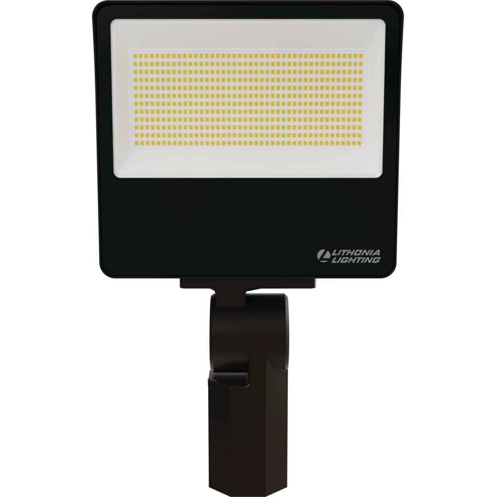 Lithonia Lighting All-in-One LED Flood Light, Waterproof LED Outdoor Light Fixture with Adjustable Brightness and Color Temperature, Yoke or Slipfitter Mount Dusk to Dawn Outdoor Lighting, UVOLT