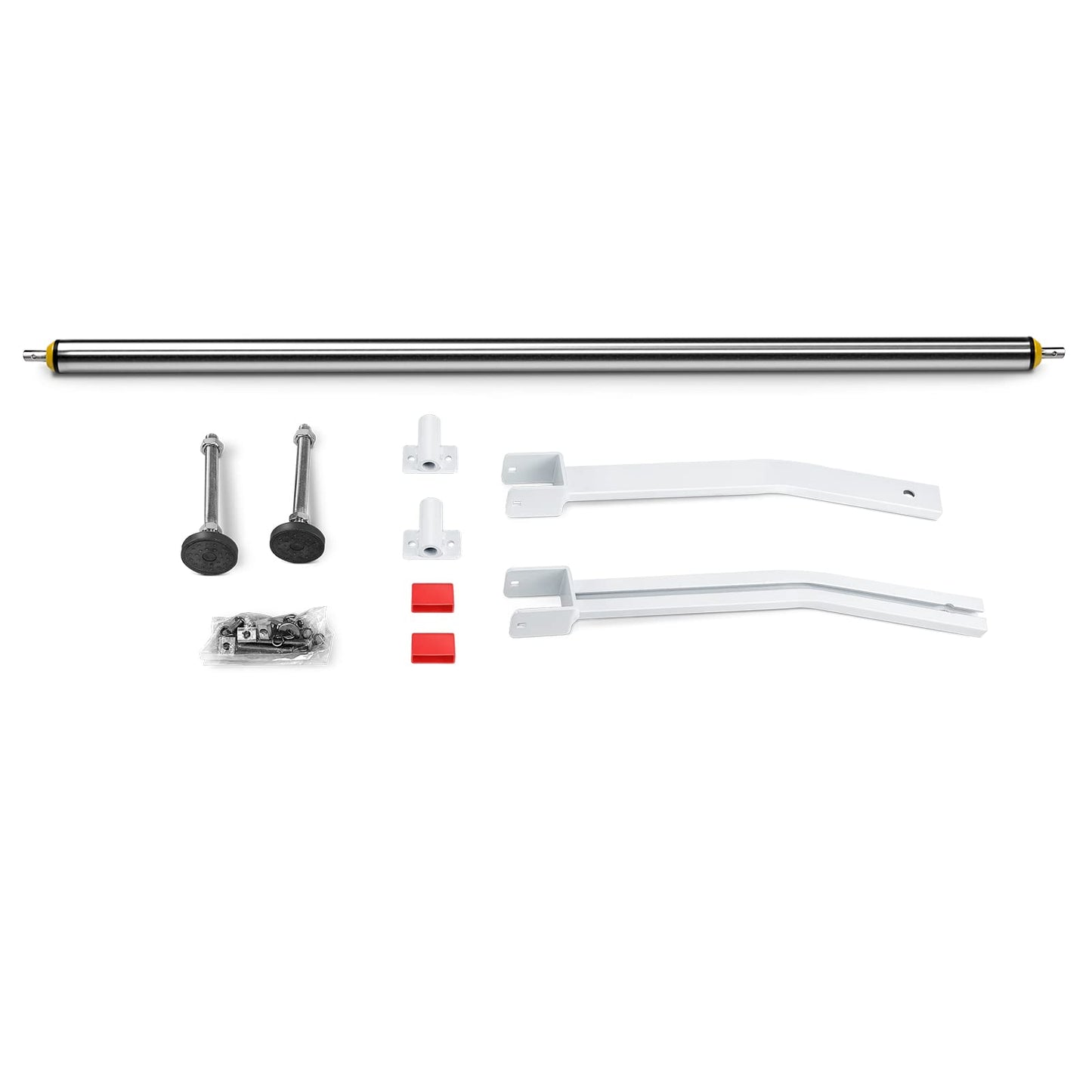 AA-Racks Model RX27 Fullsize Steel Two-Bar Van Ladder Roof Racks with Rear Cargo Roller - White