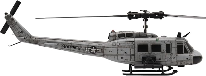 RC ERA C032 RC Helicopter 1/48 Scale 2.4G 6CH UH-1 Huey Flybarless RC Helicopter 6-Axis Gyroscope Stabilization with Altitude Hold &amp 3D Inverted Flight for Adults Enthusiasts(3 Battery)