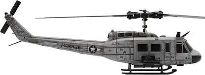 RC ERA C032 RC Helicopter 1/48 Scale 2.4G 6CH UH-1 Huey Flybarless RC Helicopter 6-Axis Gyroscope Stabilization with Altitude Hold &amp 3D Inverted Flight for Adults Enthusiasts(3 Battery)