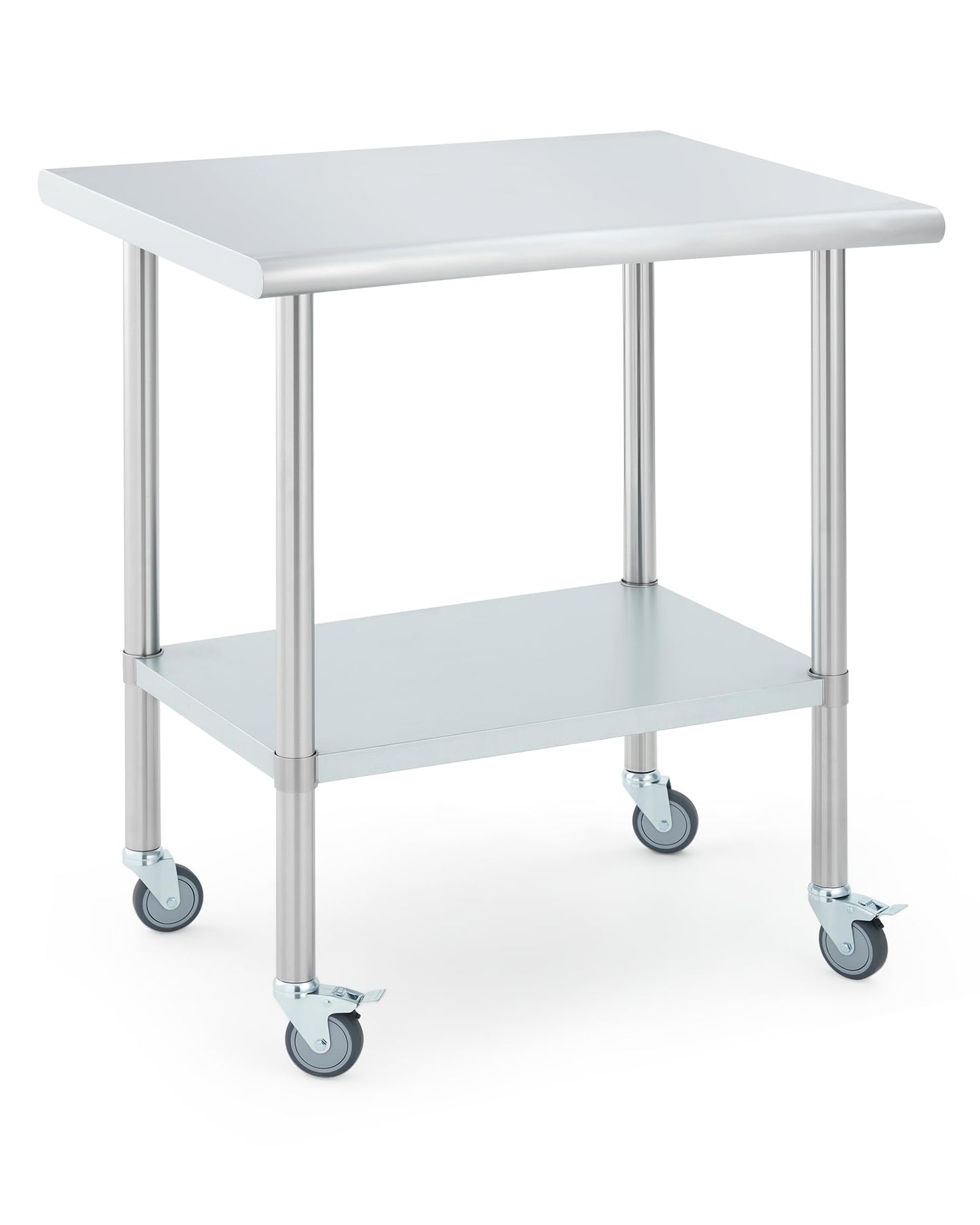 Garvee Stainless Steel Prep Table 24x30 Inch, Commercial Kitchen Worktable with 4 Caster Wheels and Adjustable Undershelf, Heavy Duty Metal Food Prep Table for Restaurant Garage Outdoor Works
